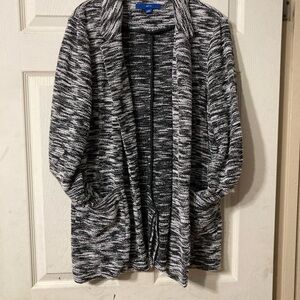 Apt. 9 Black and White Marled Open-Front Cardigan